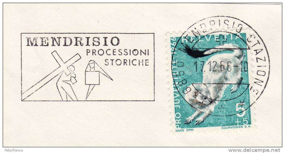 1966 Svizzera - Annullo Speciale - Mendrisio - Processioni Storiche - Affrancature Meccaniche