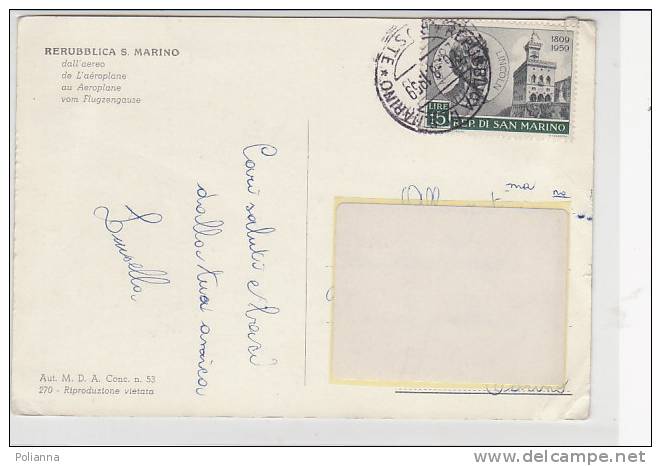 PO7022A# 15 £ Lincoln Iso Su Cartolina SAN MARINO  VG 1959 - Briefe U. Dokumente