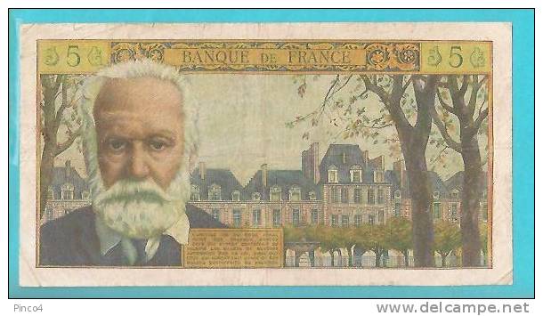 FRANCIA 5 FRANCHI HUGO  DEL  2 = 11 = 1961 - 5 NF 1959-1965 ''Victor Hugo''