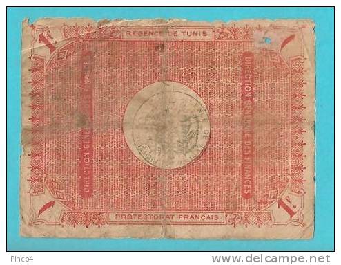 REGENCE DE TUNIS PROTECTORAT FRANCAIS UN FRANC 1919 - Tunisie