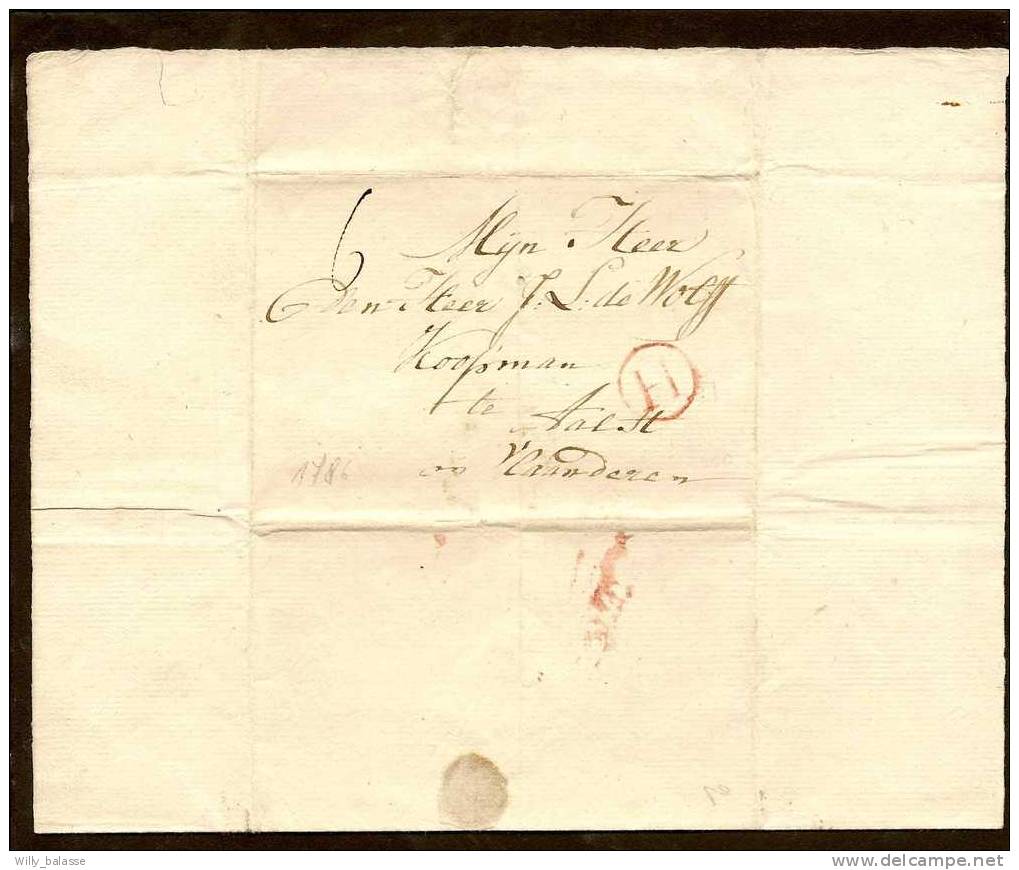 Pays - Bas Précurs 1786 Lettre Datée De Rotterdam + H Dans Un Cercke Pour Alost - ...-1852 Vorläufer