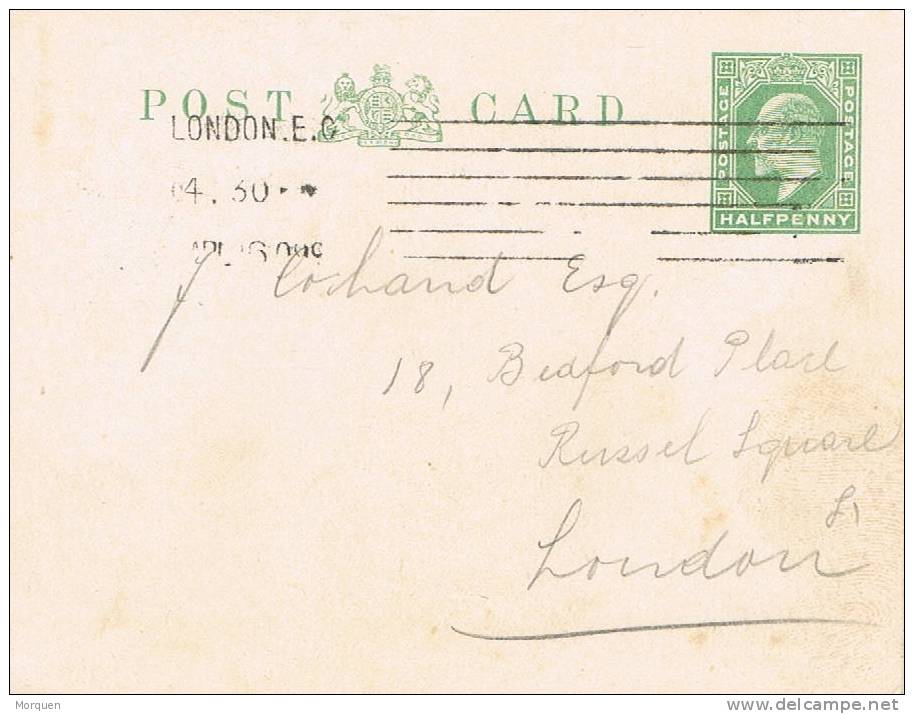 Entero Postal LONDON 1906,  1/2 Penny - Lettres & Documents