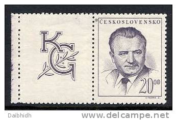 CZECHOSLOVAKIA 1948 Gottwald Birthday With Label MNH / **.  Michel 555Zf - Nuovi