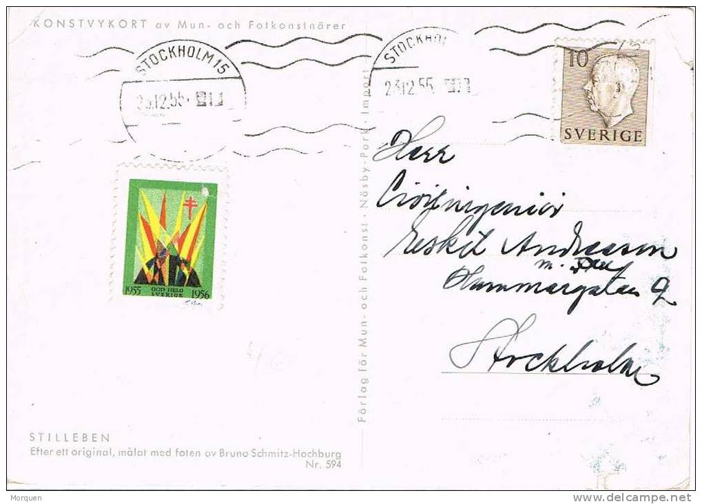 39128. Postal STOCKHOLM (suecia) 1955. Viñeta, Vignette, Label God Helg - Covers & Documents