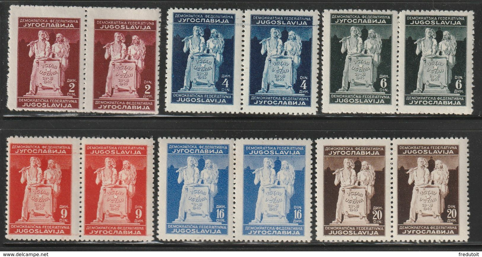YOUGOSLAVIE- N°434/9  A+B * (1945) Nouvelle Constitution - Unused Stamps