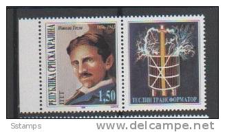 1996RSK KRAJINA KROATIEN JUGOSLAVIJA NIKOLA TESLA  RARO  STAMP - APPENDIX  LUX  NEVER HINGED - Fisica