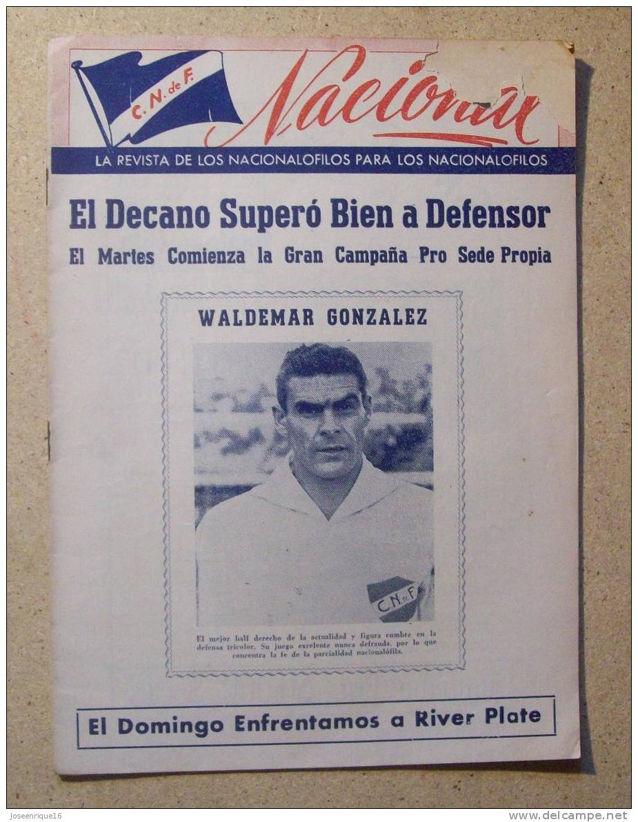 1952 REVISTA CLUB NACIONAL DE FOOTBALL, FUTBOL URUGUAY. MAGAZINE N° 51 - WALDEMAR GONZALEZ - [1] Bis 1980