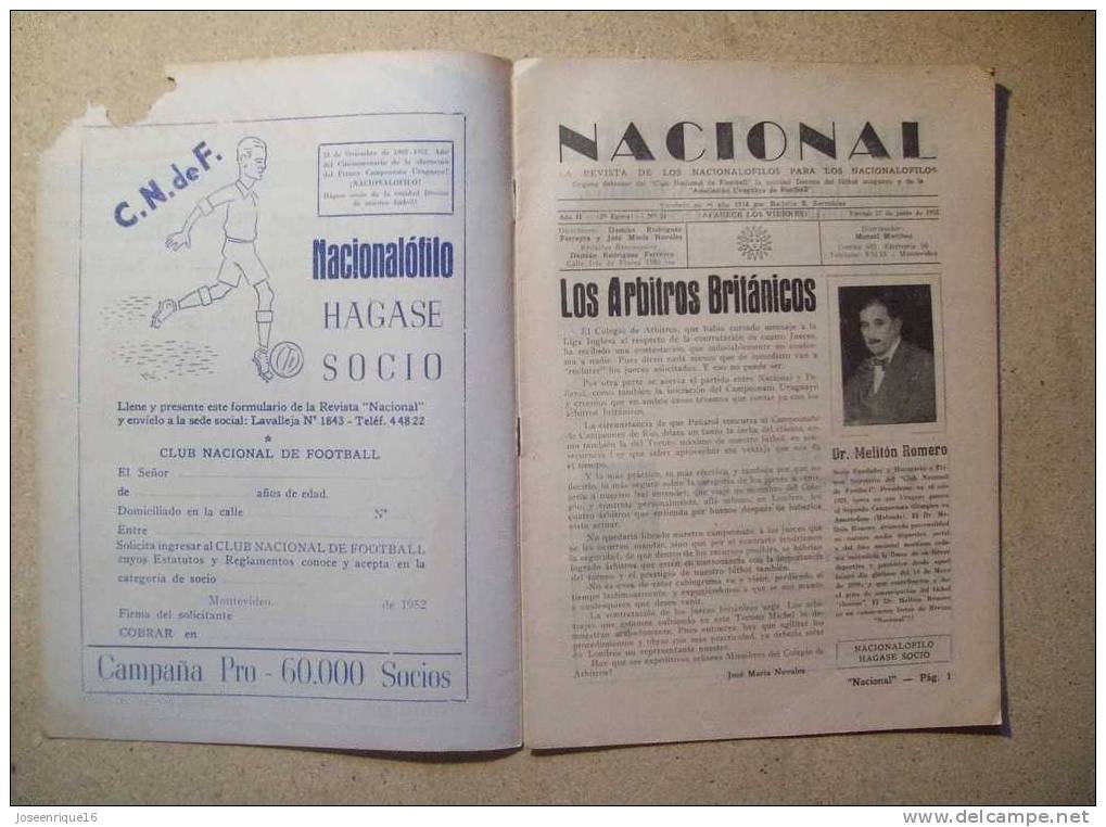 1952 REVISTA CLUB NACIONAL DE FOOTBALL, FUTBOL URUGUAY. MAGAZINE N° 51 - WALDEMAR GONZALEZ - [1] Jusqu' à 1980