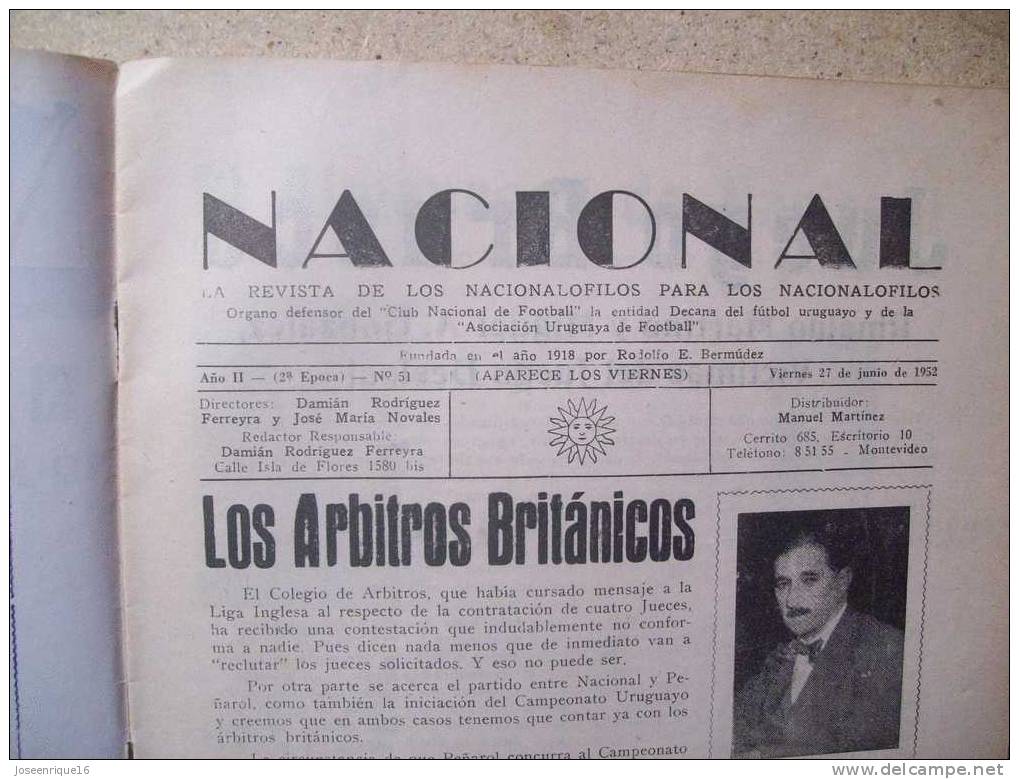 1952 REVISTA CLUB NACIONAL DE FOOTBALL, FUTBOL URUGUAY. MAGAZINE N° 51 - WALDEMAR GONZALEZ - [1] Jusqu' à 1980