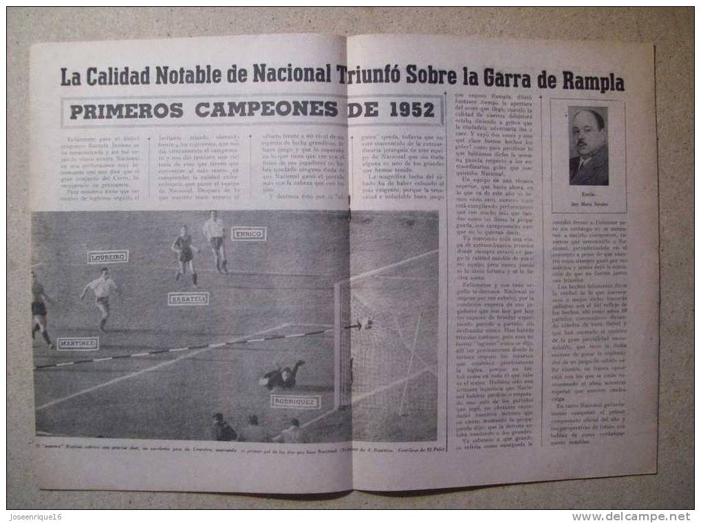1952 REVISTA CLUB NACIONAL DE FOOTBALL, FUTBOL URUGUAY. MAGAZINE N° 52 (Sin Tapa) - [1] Fino Al 1980