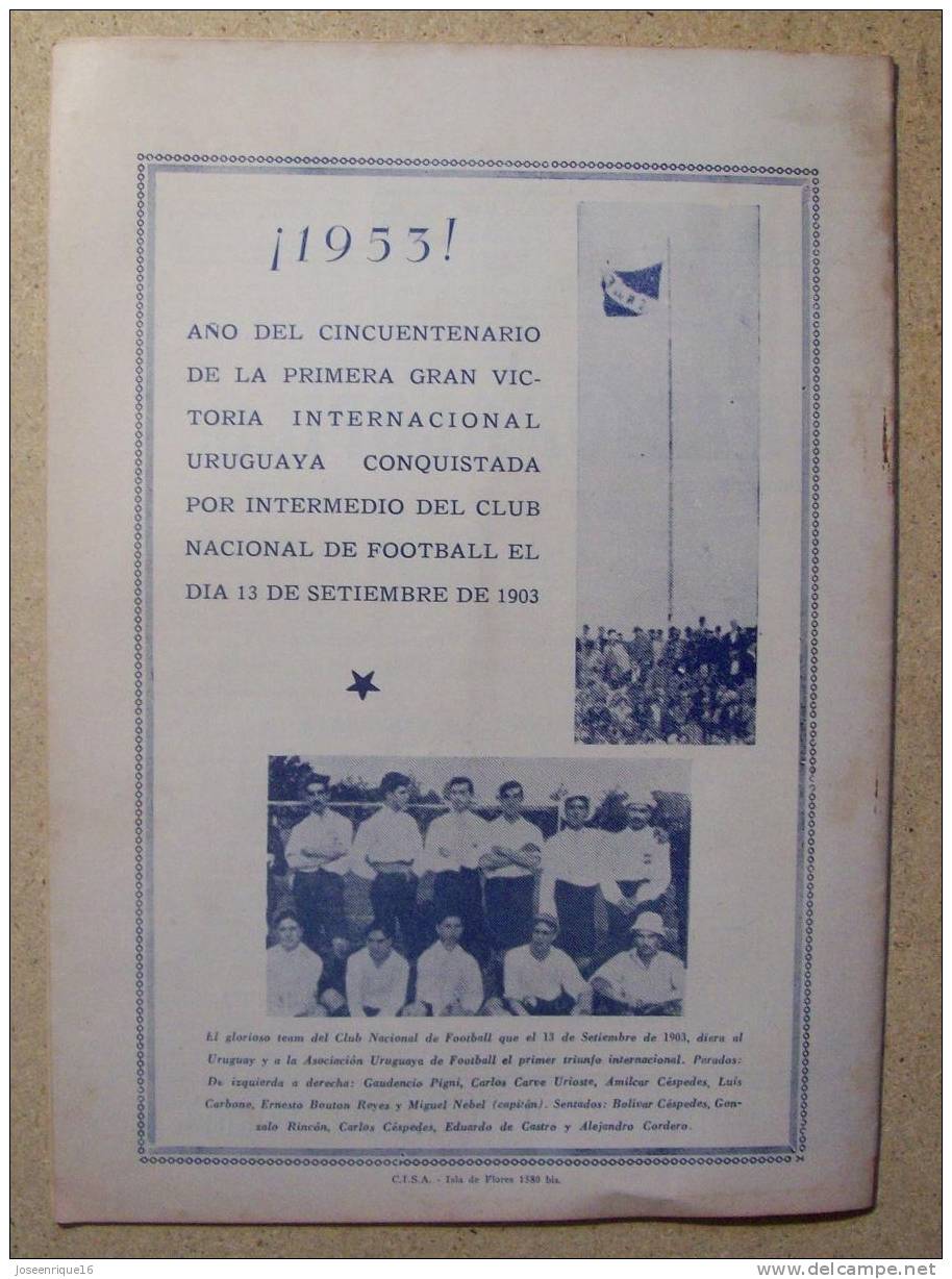 1953 REVISTA CLUB NACIONAL DE FOOTBALL, FUTBOL URUGUAY. MAGAZINE N° 90 - JUAN TISCORNIA (CICLISMO) - [1] Tot 1980