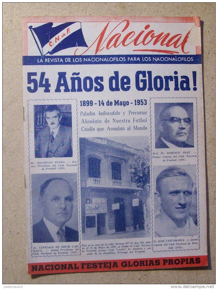 1953 REVISTA CLUB NACIONAL DE FOOTBALL, FUTBOL URUGUAY. MAGAZINE N° 95 SANTAMARIA - [1] Hasta 1980