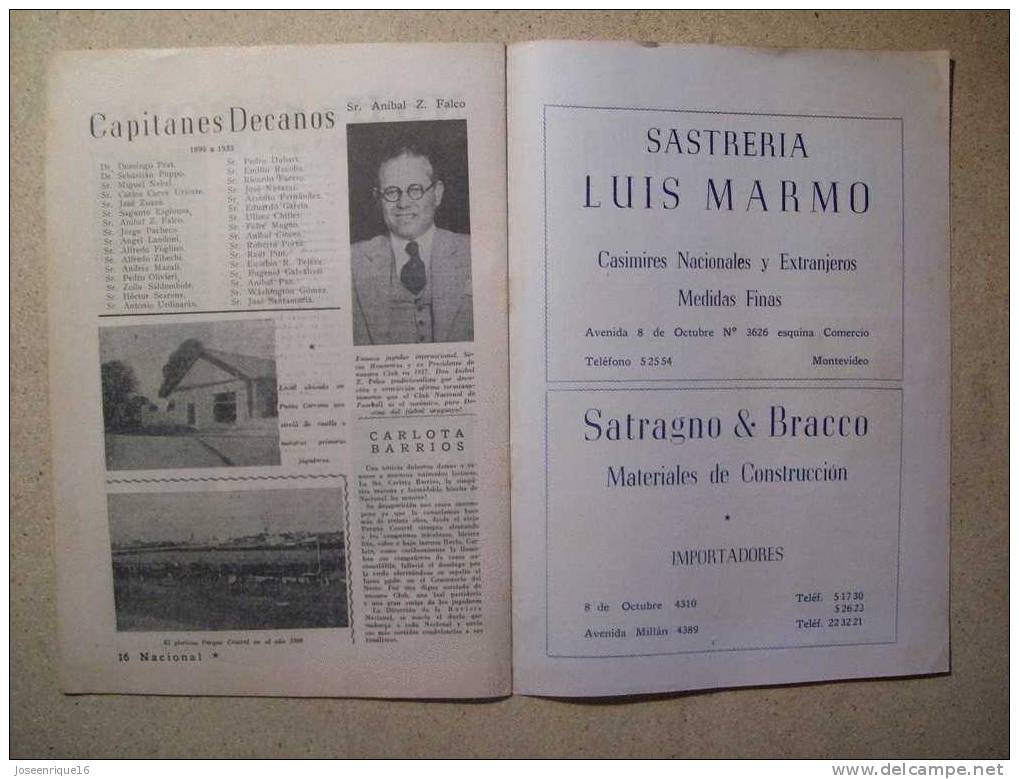 1953 REVISTA CLUB NACIONAL DE FOOTBALL, FUTBOL URUGUAY. MAGAZINE N° 95 SANTAMARIA - [1] Tot 1980