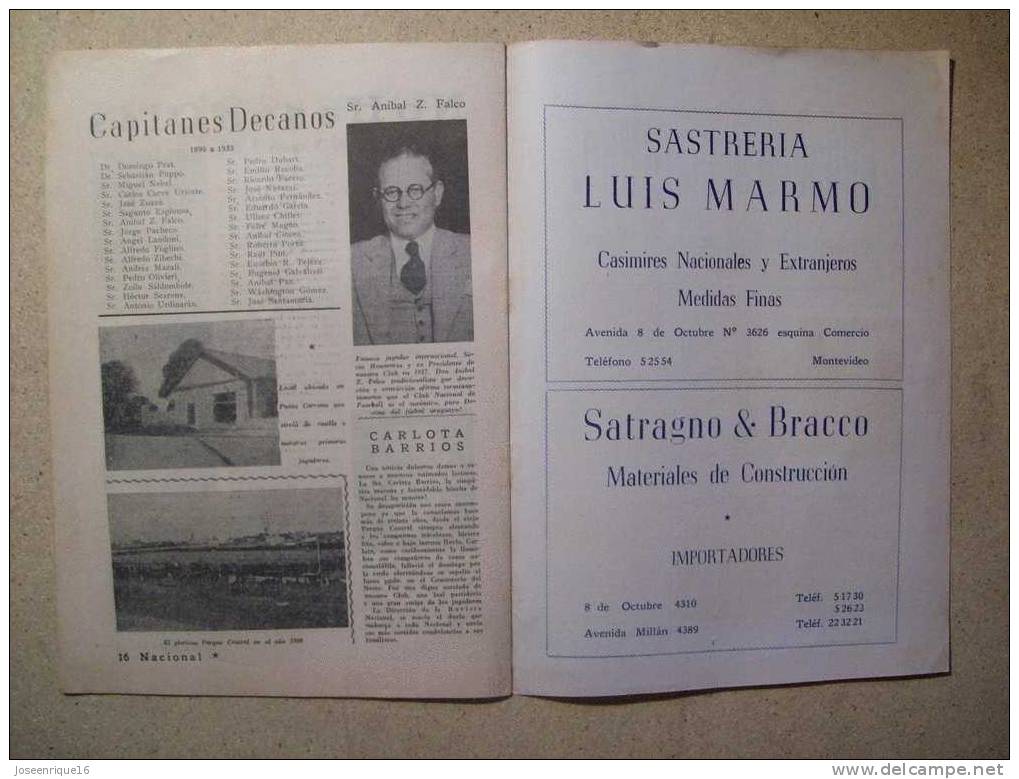 1953 REVISTA CLUB NACIONAL DE FOOTBALL, FUTBOL URUGUAY. MAGAZINE N° 95 SANTAMARIA - [1] Hasta 1980