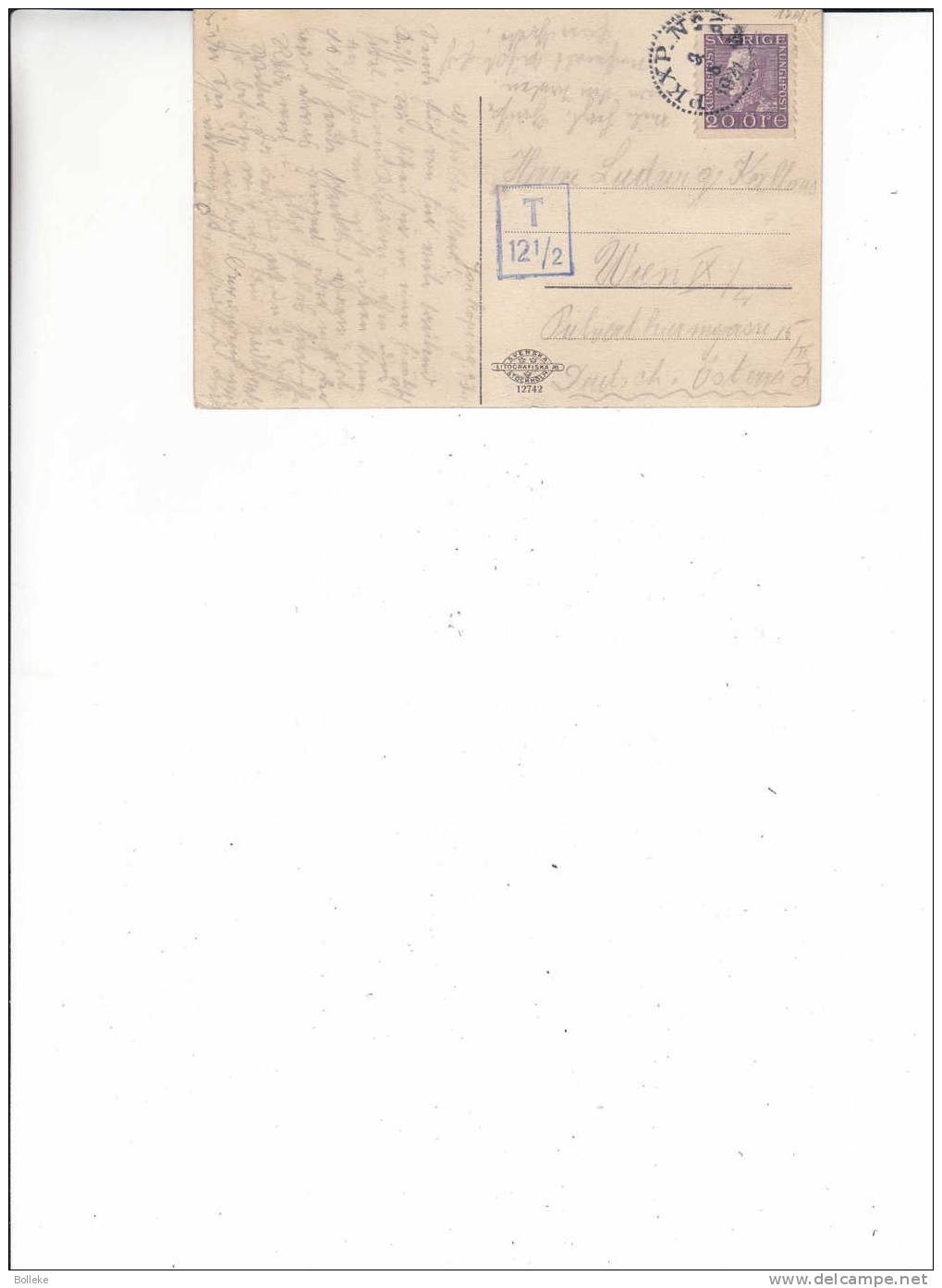 Suède - Carte Postale De 1921 - Taxée En Autriche - Lettres & Documents