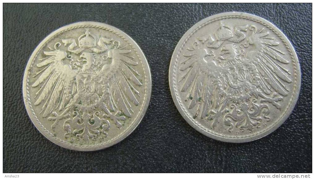 No.PF. Germany , German Empire Coins 2 Psc.  X 10 PFENNIG 1905 A - 10 Pfennig