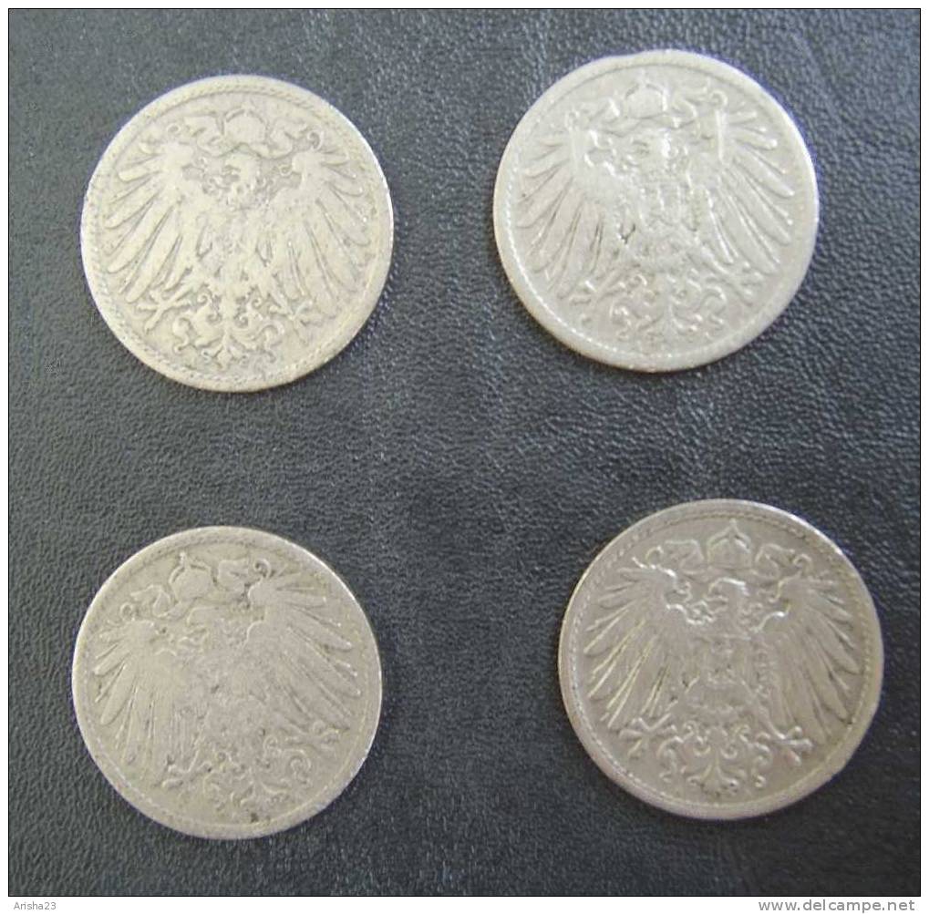 No.PF. Germany German Empire Coins 4 Psc. X 10 PFENNIG 1900 A - 10 Pfennig