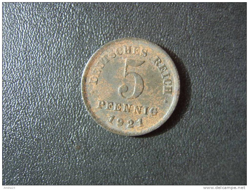 Id.D31. Germany, 5 PFENNIG 1921 F - 5 Rentenpfennig & 5 Reichspfennig