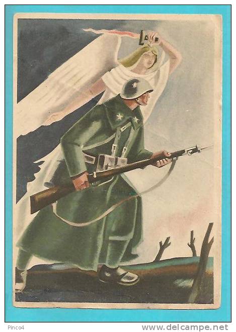 FRANCHIGIA MILITARE FANTE E VITTORIA ALATA CARTOLINA POSTALE PER LE FORZE ARMATE VIAGGIATA - Oorlog 1939-45