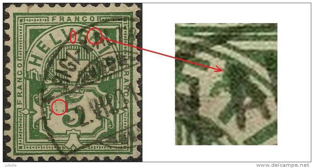 Ziffer 65B.1.09, 5 Rp.grün  "Rigi Kaltbad"         1901 - Errors & Oddities