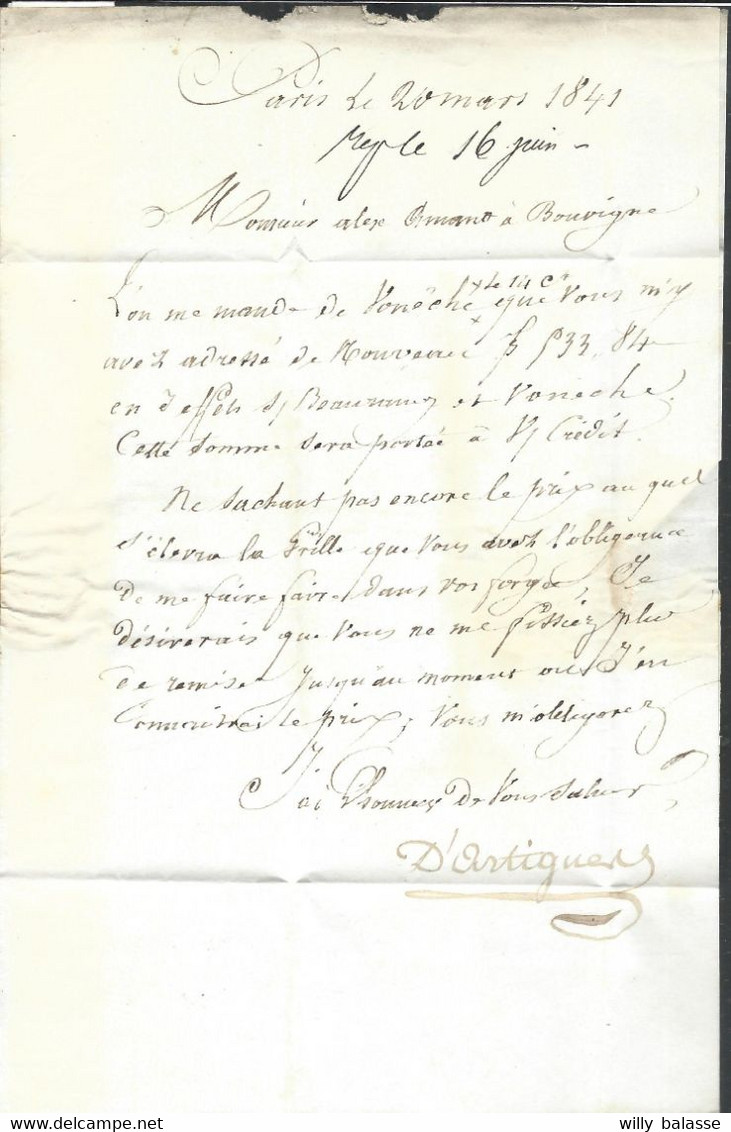 Belgique Précurs 1841 Lettre T18 Beauraing + Boîte R + CA - 1830-1849 (Belgique Indépendante)
