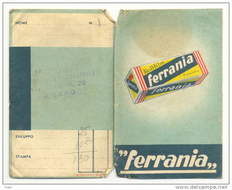 Pochette Pour Photos Et Négatifs Avec Publicité "FERRANIA" Photographe Italien - Italie- Milano  (b57) - Sonstige & Ohne Zuordnung