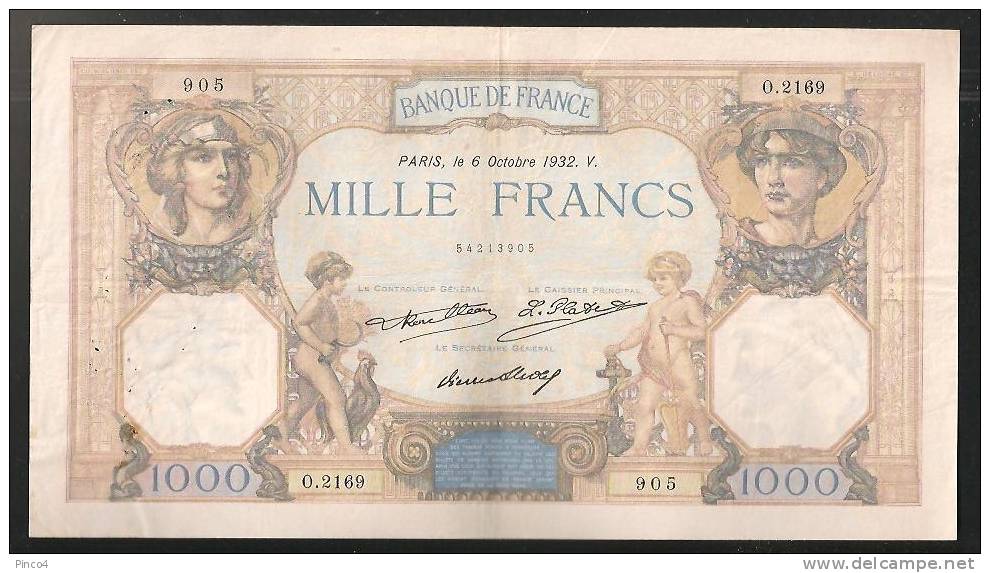 FRANCIA 1000 FRANCHI CERS E MERCURE DEL  6 OCTOBRE 1932 - 1 000 F 1927-1940 ''Cérès Et Mercure''