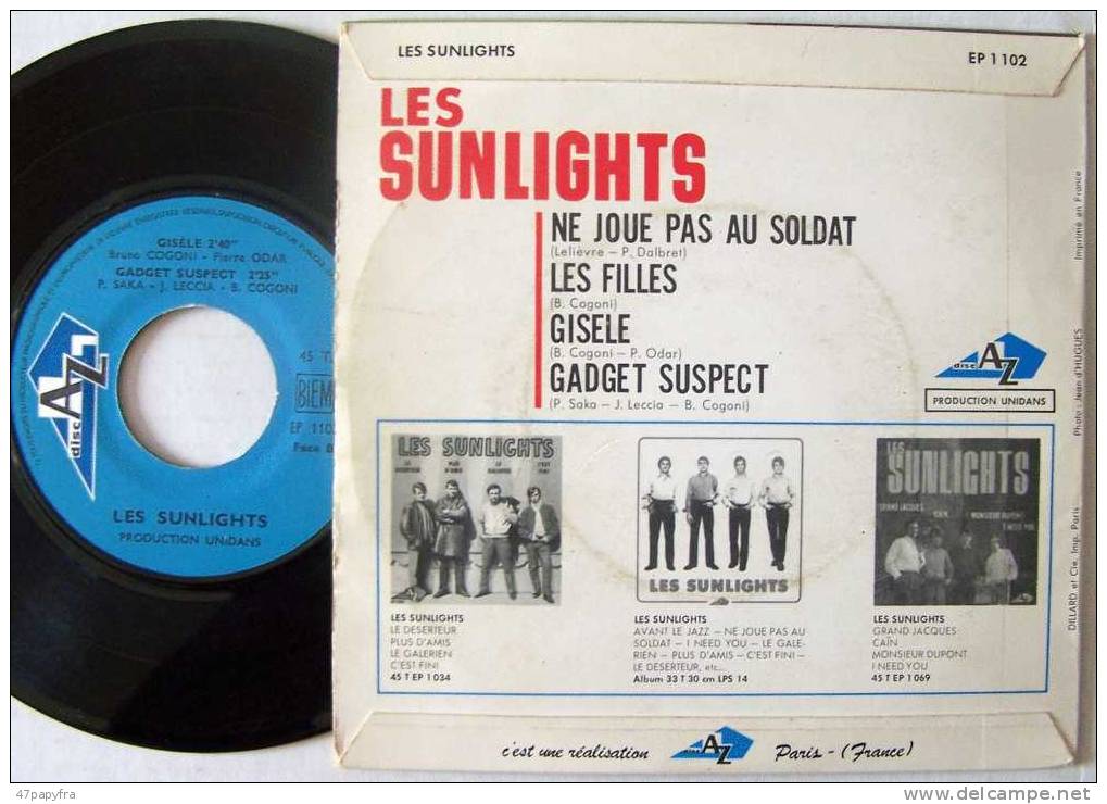 LES SUNLIGHTS 45T VINYLE EP BIEM ORIGINAL  En Bon état. Ne Joue Pas Au Soldat - Disco, Pop