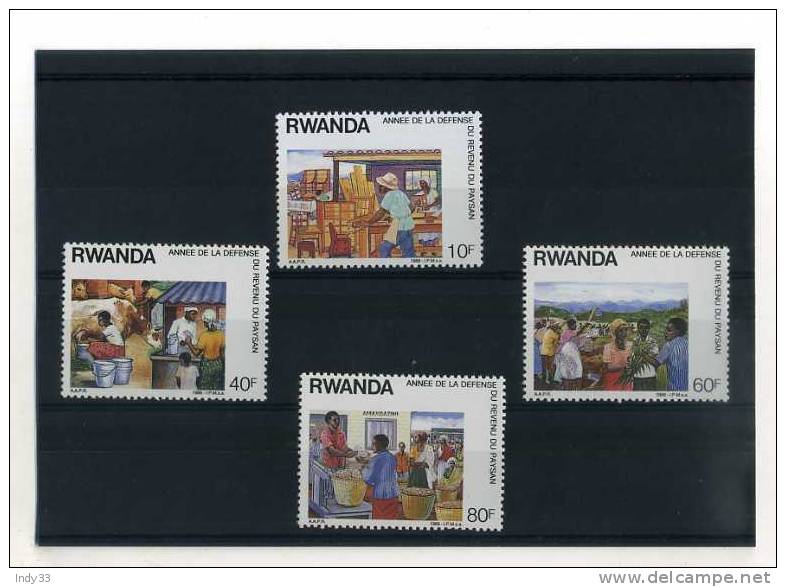 - RWANDA 1988 . SUITE DE TIMBRES NEUFS SANS GOMME - 1980-1989