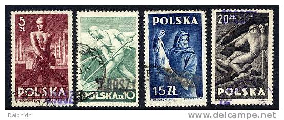 POLAND 1950 Currency Reform Handstamp On Occupations Set. Used.  Michel 580-83 Cat. €23 - Gebraucht