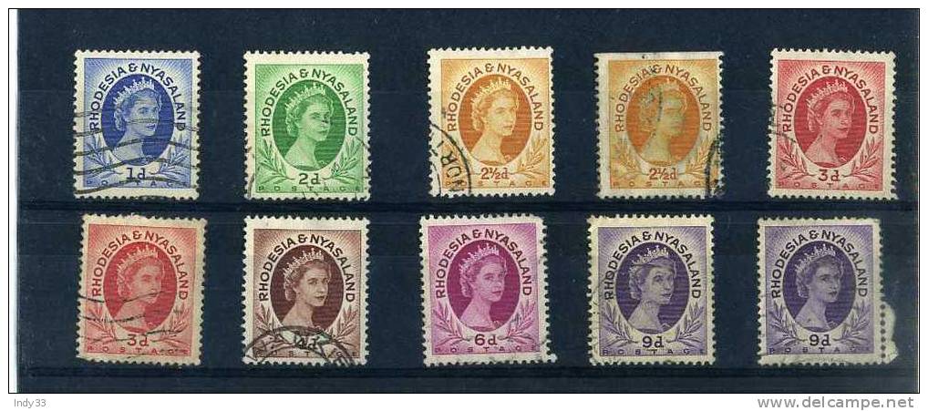 - GRANDE BRETAGNE . RHODESIE & NYASALAND . SUITE DE TIMBRES OBLITERES - Rhodesia & Nyasaland (1954-1963)