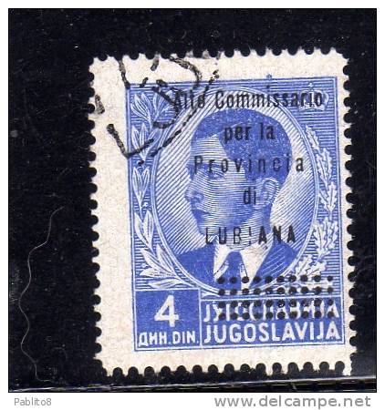 LUBIANA 1941 SOPRASTAMPATO OVERPRINTED ALTO COMMISSARIATO 4 D USATO USED OBLITERE' - Ljubljana