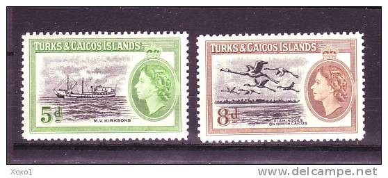 Turks And Caicos 1955 Freimarken 2v  MNH** - Turcas Y Caicos