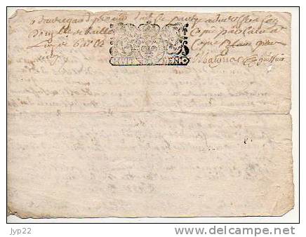 Vieux Papier Parchemin Manuscrit à Déchiffrer Daté Du 10 Juillet 1712 - Au Dos = Cachet Généralité De Limoges 8 Deniers - Matasellos Generales