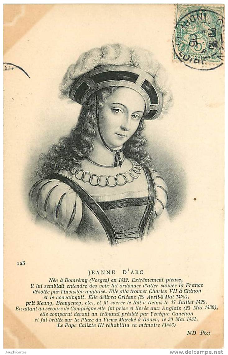 JEANNE D'ARC, Née à Domrémy. 2 Scans. Edition ND - Histoire