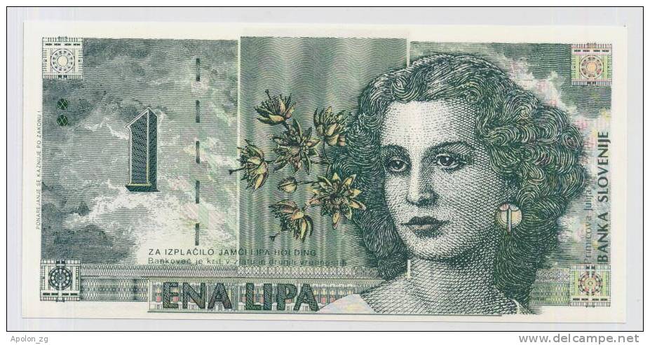 SLOVENIA - SLOWENIEN:  1 Lipa 20.4.1992 UNC  *PROPAGANDA MONEY* JULIJA PRIMICOVA - Slovénie