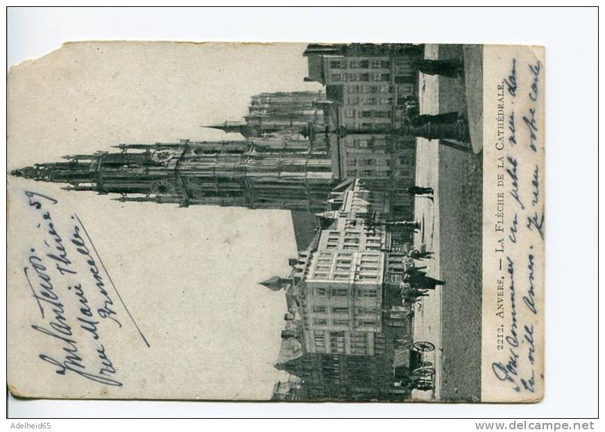 Marcophilie Constantinople Galata Arrivée 27 Aout 1908 Sur Carte Postale Anvers Fleche De La Cathedrale - Usados