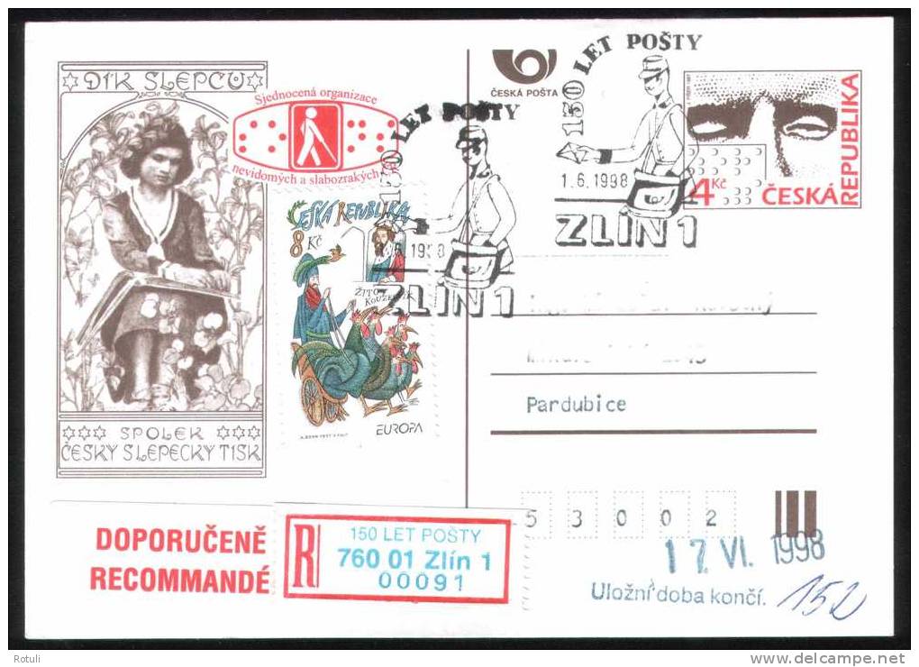 Czech Republic - 1998 Postal Stationary  Cancel 150th Anniversary Post Office Zlín - Postcards