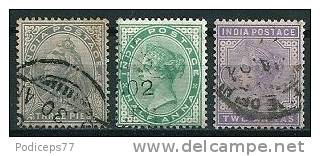 Indien  1900  Q. Victoria  3 Werte  Gestempelt / Used - 1882-1901 Empire