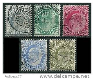 Indien  1902/03  Edward VII  5 Werte  Gestempelt / Used - 1902-11 King Edward VII