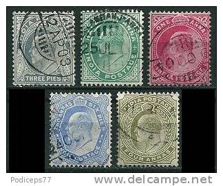 Indien  1902/03  Edward VII  5 Werte  Gestempelt / Used - 1902-11 Koning Edward VII