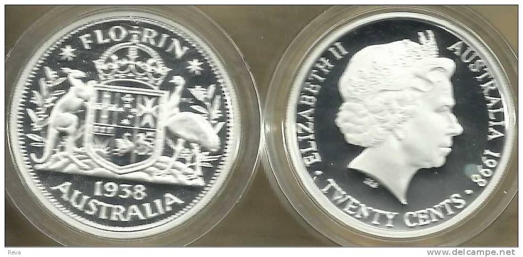AUSTRALIA 20 CENTS FLORIN 1938  FROM MASTERPIECES IN SILVER 1998 PROOF QEII  READ DESCRIPTION CAREFULLY!! - Florin