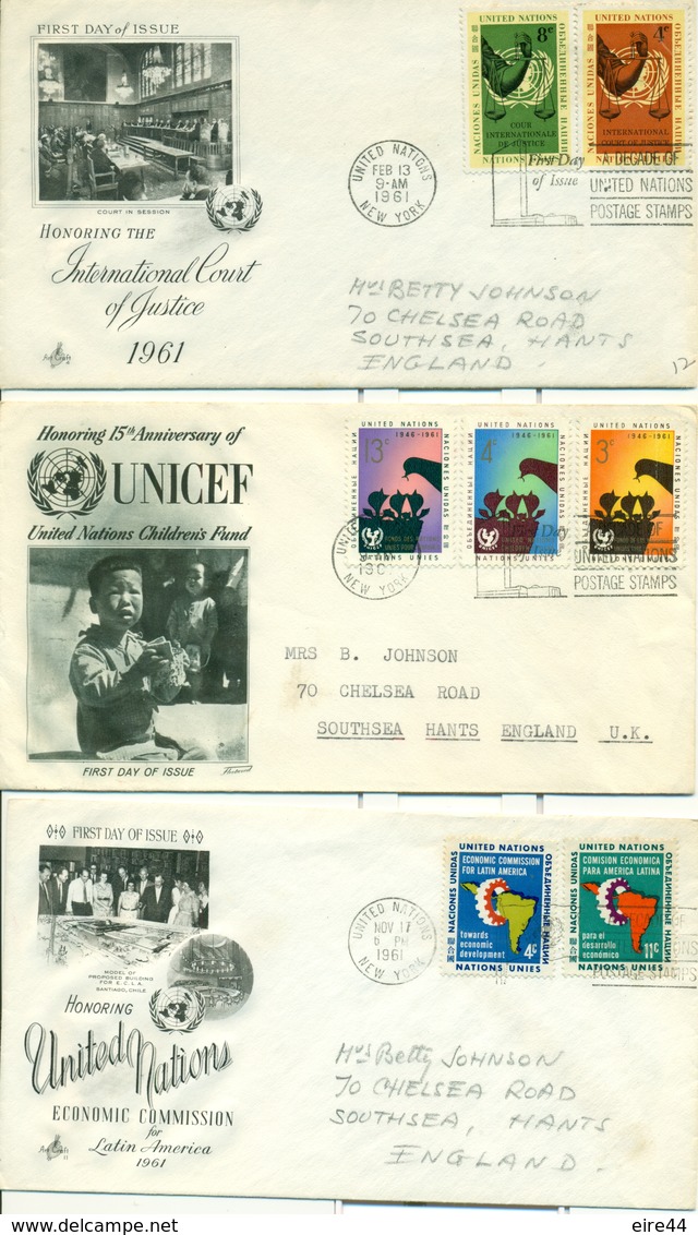 United Nations New York 1960 - 1962 9 FDC - FDC