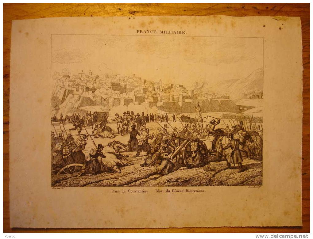 GRAVURE De 1838 PRISE DE CONSTANTINE - MORT DU GENERAL DAMREMONT - ALGERIE - FRANCE MILITAIRE - MARTINET REVILLE - Sonstige & Ohne Zuordnung