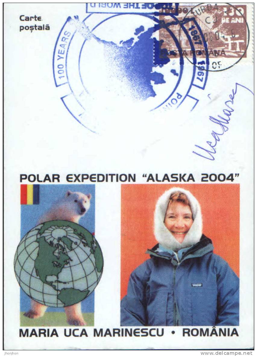 Romania-  Postal Stationery Postcard-2004-Romanian Explorers- Polar Expedition"Alaska 2004" - Arctische Expedities