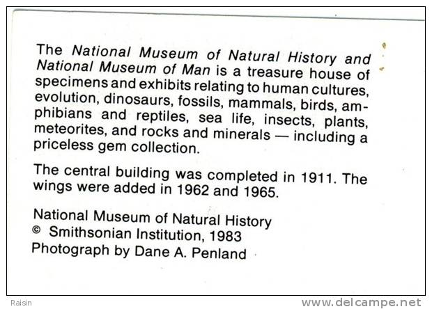 Washington The National Museum Of Natural History And National Museum Of Man Smithsonian Institution 1983 TBE - Washington DC