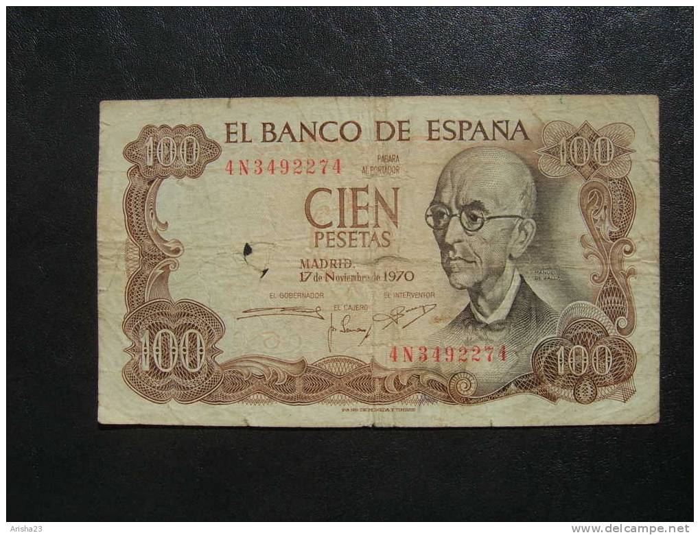 NoT.  Spain, 100 PESETAS 1970 - Ser. 4N3492274 - 100 Pesetas