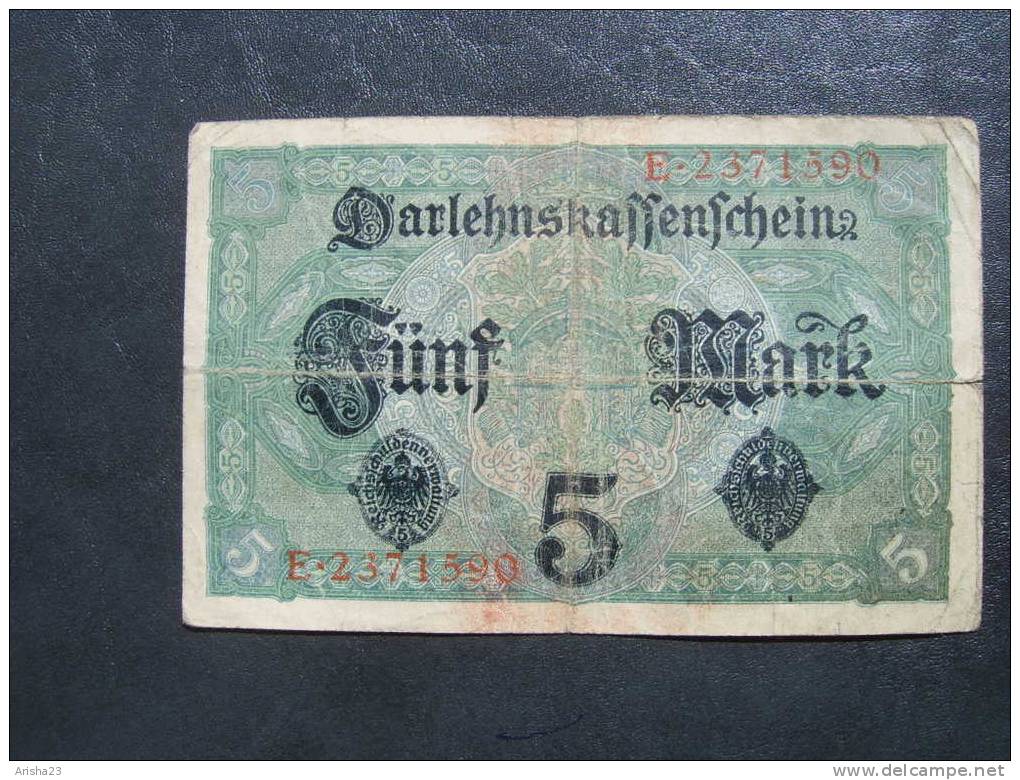 NoT. Germany, Berlin 5 Mark 1917 - Ser. E 2371590 - 5 Mark