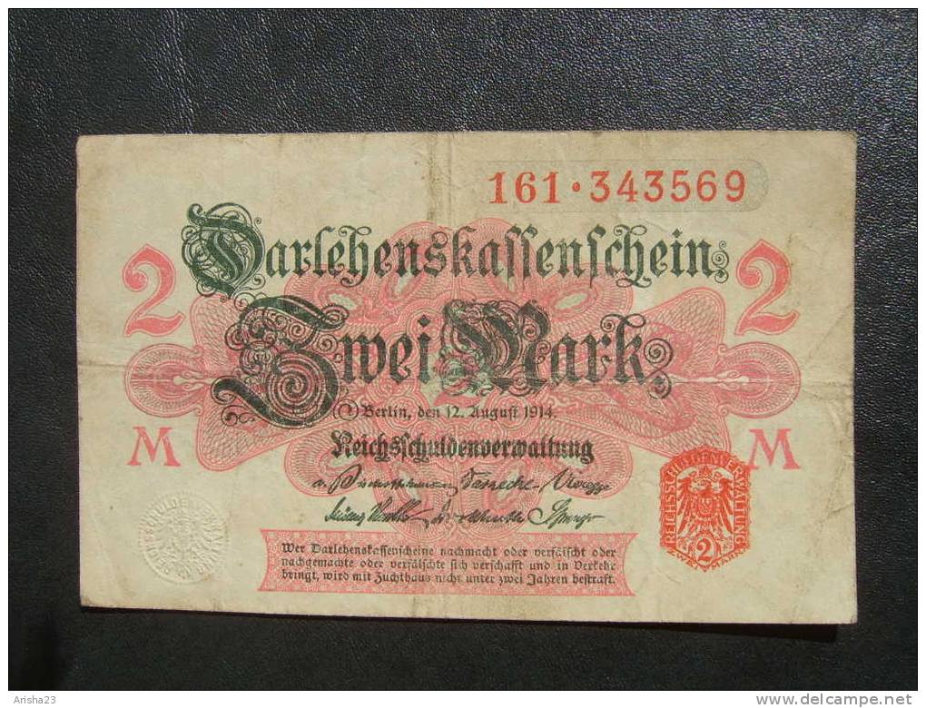 NoT. Germany, Berlin 2 Mark 1914 - Ser. 161 . 343569 - 2 Mark