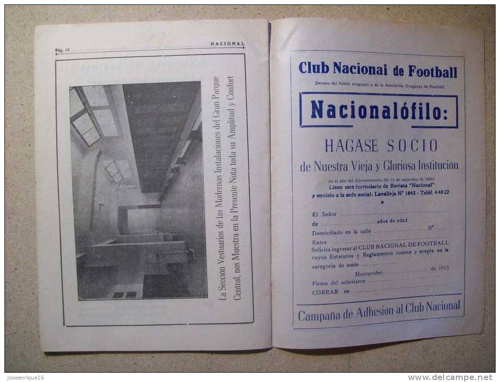 1953 REVISTA CLUB NACIONAL DE FOOTBALL, FUTBOL URUGUAY. MAGAZINE N° 120 - WALDEMAR GONZALEZ - [1] Fino Al 1980